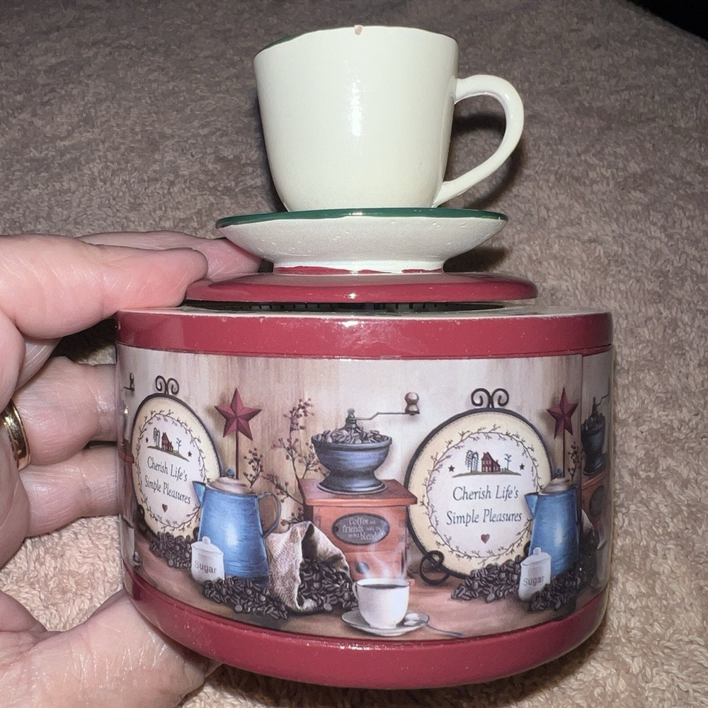 Collections Etc. Kitchen Timer Hand-Painted Charming Country Coffee Primitive